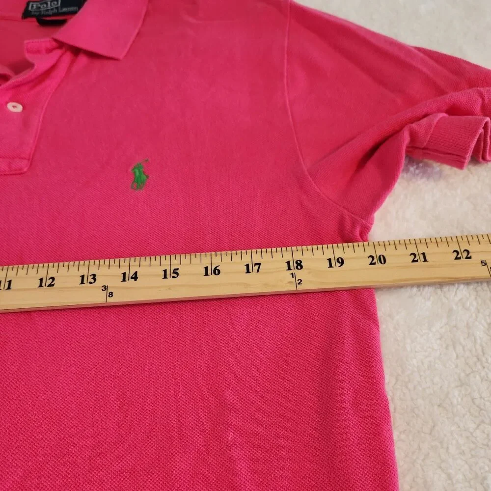 Polo Ralph Lauren Men's Pink Cotton Polo Shirt Classic Fit Green Pony Size Small